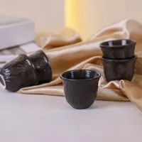 طقم فناجين قهوة سيراميك أسود