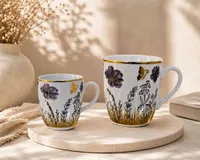 كوب بتصميم زهور وفراشات (Porland)