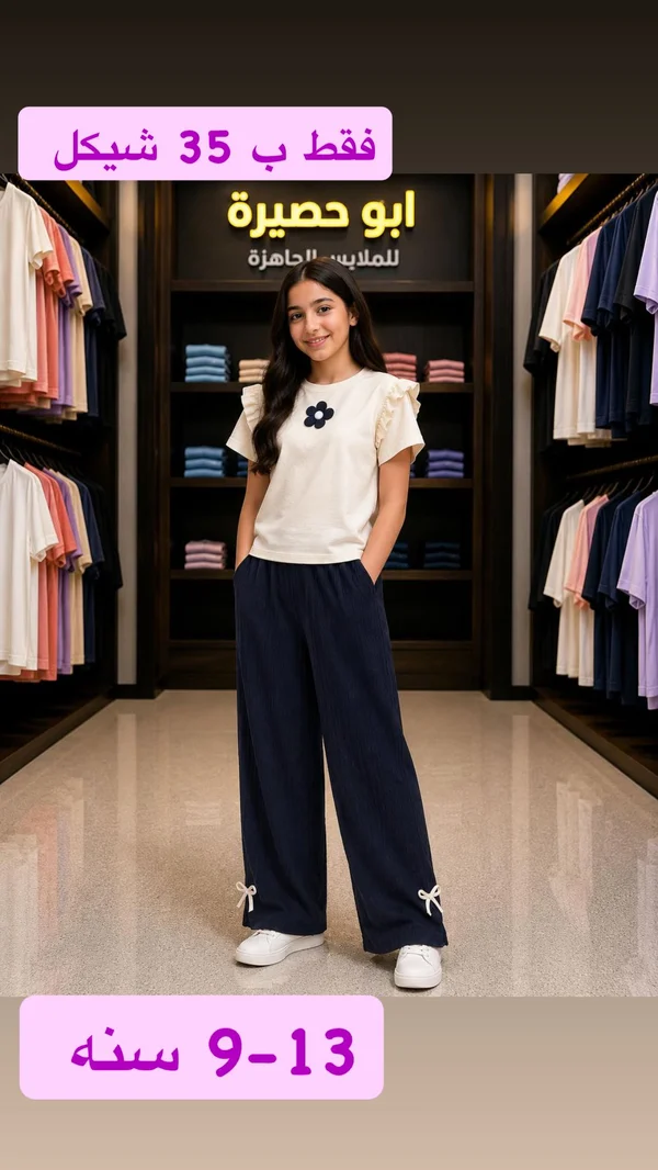 طقم ملابس بناتي صيفي - أبو حصيرة - ملابس أطفال - سوق غزة