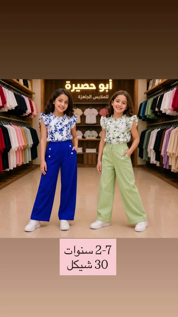 طقم ملابس صيفي للبنات - أبو حصيرة - ملابس أطفال - سوق غزة