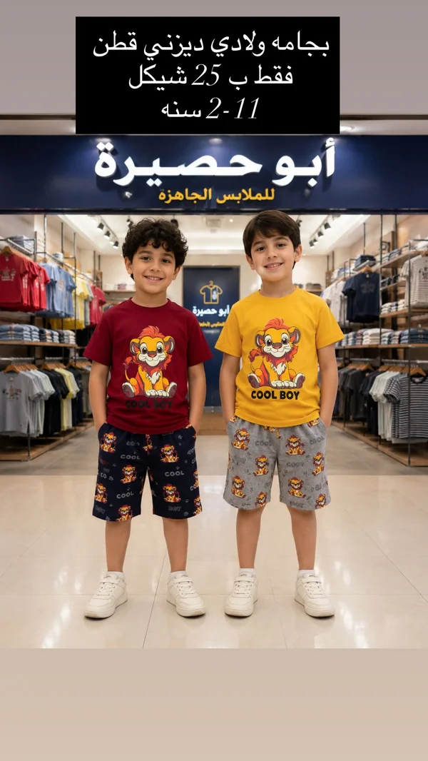 بجامة ولادي قطن بطبعة ديزني - أبو حصيرة - ملابس أطفال - سوق غزة