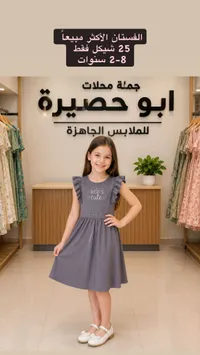 فستان بناتي صيفي - أبو حصيرة - سوق غزة