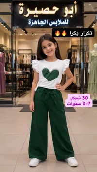 طقم ملابس بناتي صيفي - أبو حصيرة - سوق غزة