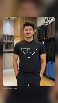 تيشيرت رجالي أسود بتصميم برادا (Prada)