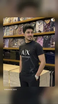 تيشيرت رجالي أسود بشعار أرماني إكستشينج (Armani Exchange)