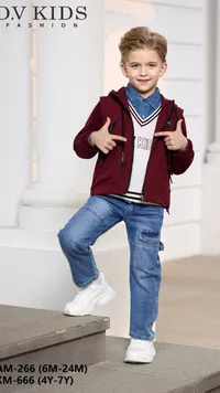 طقم ملابس أطفال DV KIDS - جاكيت وتيشيرت وجينز
