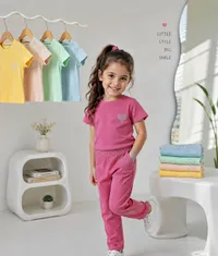 طقم ملابس صيفي بناتي بقلب لامع - ليتل ستايل (Little Style)