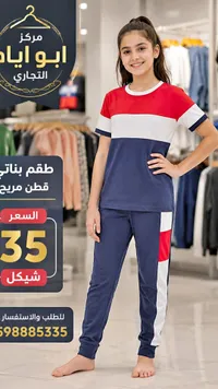 طقم بناتي قطني مريح - مركز أبو إياد التجاري - سوق غزة
