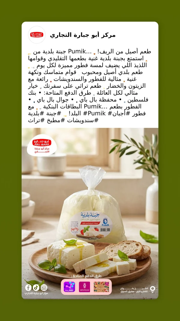 جبنة بلدية - بوميك (Pumik) - مواد غذائية وبقالة - سوق غزة