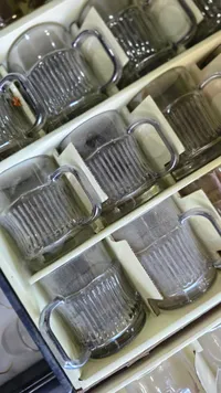 طقم أكواب زجاجية مضلعة