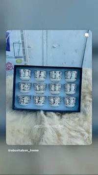 طقم أكواب شاي بورسلين صيني بتصميم كلاسيكي - 12 قطعة