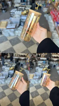كاسة زجاج زينة مع غطاء خشبي وتاج ذهبي