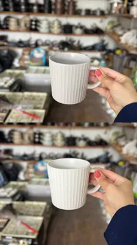 كوب سيراميك بتصميم مضلع أبيض