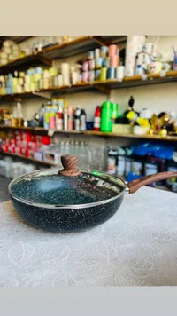 مقلاة عميقة بغطاء زجاجي - طلاء حجري