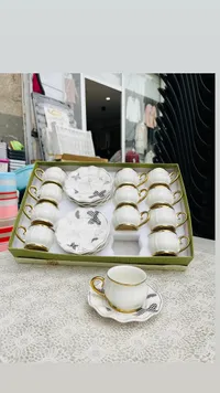 طقم فناجين قهوة وصحون