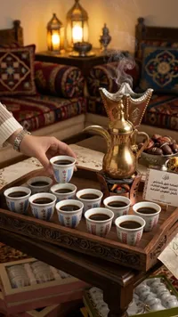 طقم فناجين قهوة عربية مزخرفة - فنجان