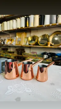 طقم ركوات قهوة نحاسية - 3 قطع