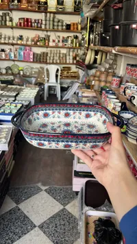 صينية تقديم سيراميك بنقوش زهرية
