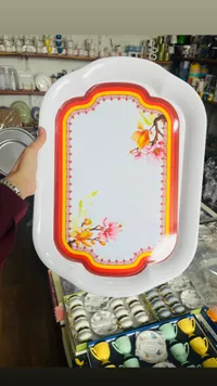 صينية تقديم بلاستيكية مزخرفة بالورود