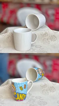 مجموعة أكواب سيراميك متنوعة التصميم