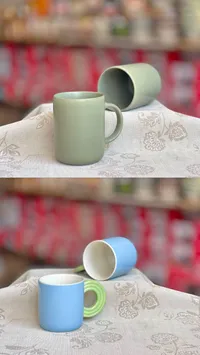 طقم أكواب سيراميك ملونة بتصميم عصري