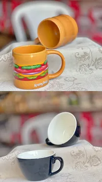 كوب سيراميك بتصميم برجر كرابي باتي (Krabby Patty)