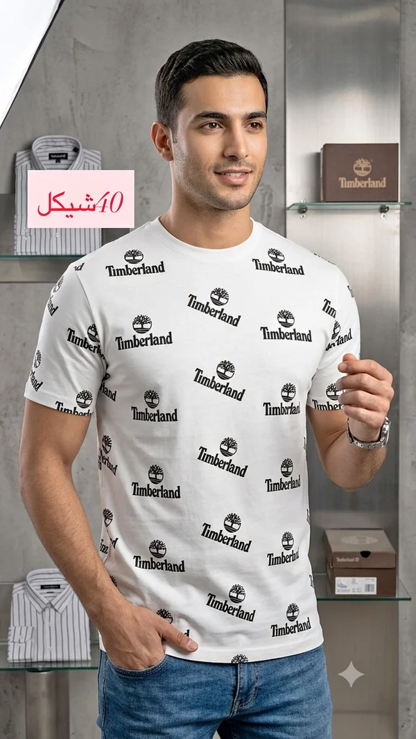 تيشيرت بطبعة شعار تيمبرلاند (Timberland) - ملابس رجالية - سوق غزة