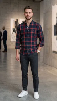 قميص كاروهات رجالي - أمريكان إيجل (American Eagle)