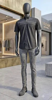 طقم قميص وبنطال جينز رجالي - أوربان أباريل (Urban Apparel)