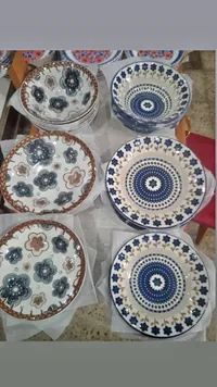 طقم صحون سيراميك مزخرف بنقوش الزهور