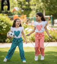 طقم ملابس صيفي بناتي منقط - حسيبة (Hasiba)