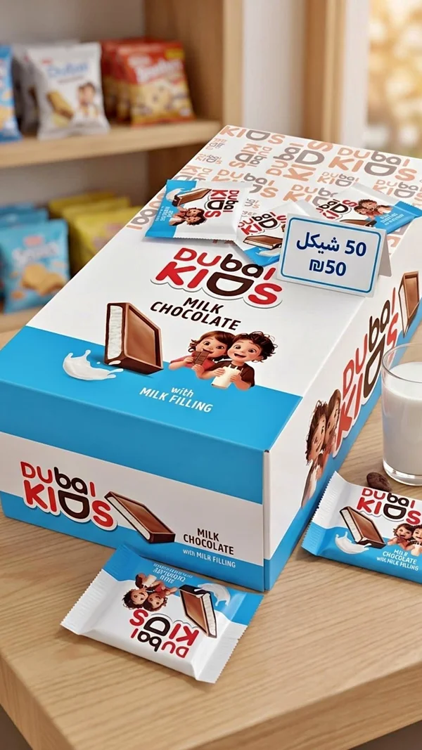 شوكولاتة بالحليب مع حشوة الحليب - دبي كيدز (Dubai Kids) - مواد غذائية وبقالة - سوق غزة