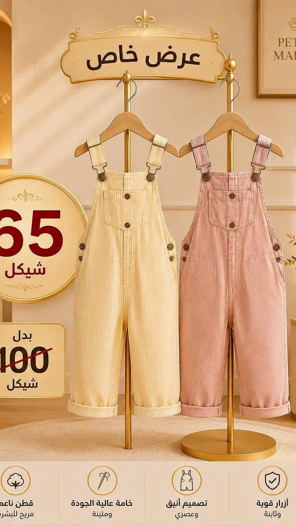 أفرول أطفال قطني - تشكيلة أزياء الأطفال - ملابس أطفال - سوق غزة