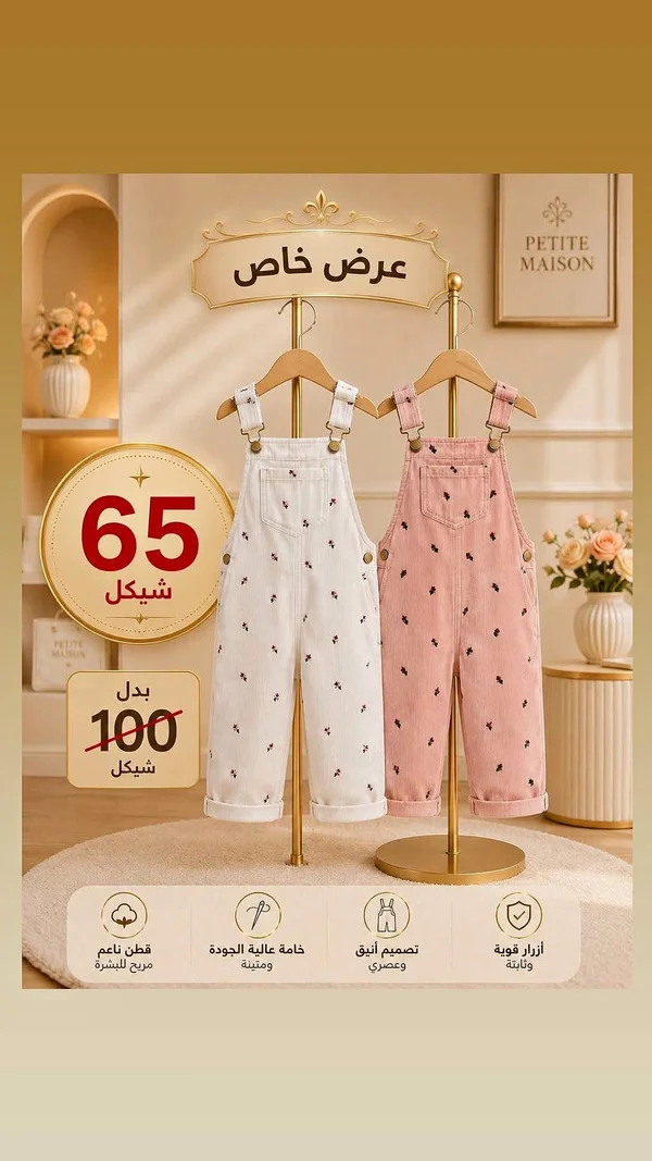 جمبسوت أطفال بناتي - بيتيت ميزون (Petite Maison) - ملابس أطفال - سوق غزة