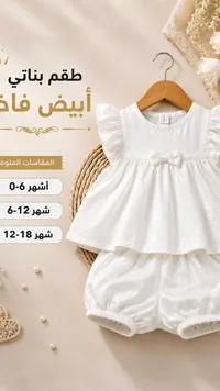 طقم بناتي أبيض فاخر