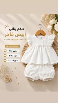 طقم بناتي أبيض فاخر