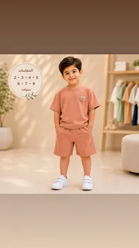 طقم صيفي للأطفال - تيشيرت وشورت