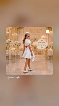 فستان سهرة أبيض للأطفال - عفيف ستايل (Afeef Style)