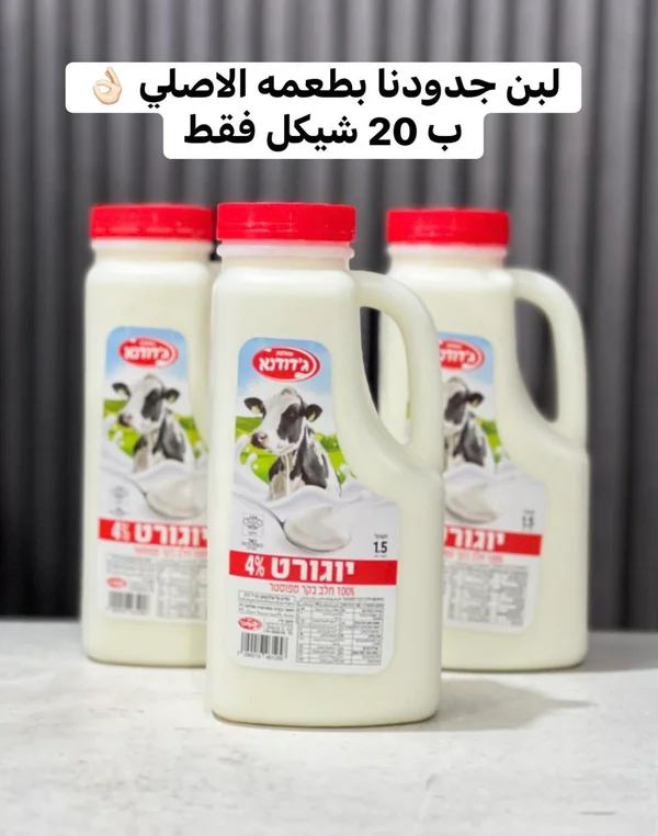 لبن زبادي طبيعي 4% دسم - جدودنا (Gadudna) - مواد غذائية وبقالة - سوق غزة