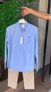 قميص رجالي كلاسيكي أزرق - أمريكان إيجل (American Eagle)