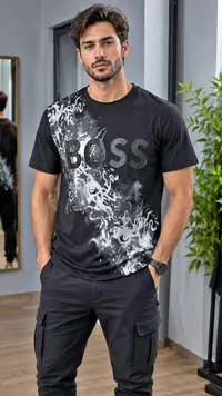 تيشيرت رجالي بطبعة جرافيك - بوس (BOSS)