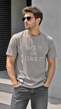 تيشيرت بطبعة "Take It Or Leave It" - (Brand)
