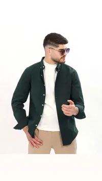 قميص رجالي كاجوال أخضر داكن