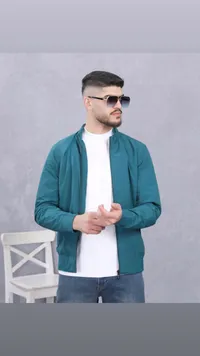 بلوزة رجالي كاجوال بلون أخضر تيل