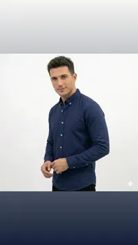 قميص كاجوال رجالي بأكمام طويلة - كحلي