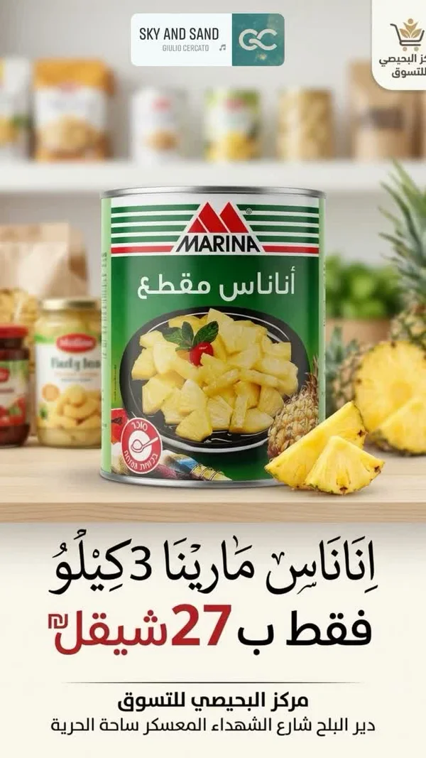 أناناس مقطع - مارينا (Marina) - مواد غذائية وبقالة - سوق غزة