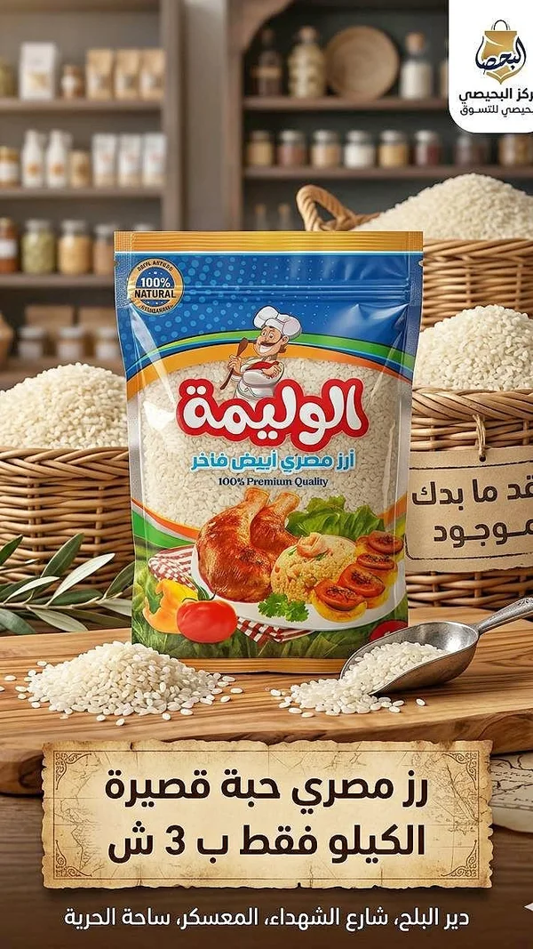 أرز مصري حبة قصيرة - الوليمة - مواد غذائية وبقالة - سوق غزة