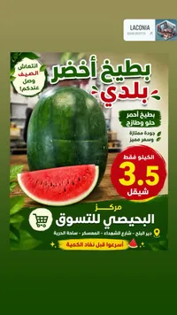 بطيخ أخضر بلدي - مركز البحيصي للتسوق - سوق غزة