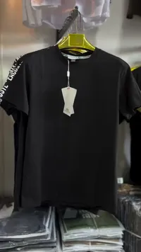 تيشيرت رجالي أسود بياقة دائرية - لاكوست (Lacoste)