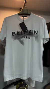 تيشيرت رجالي أبيض بشعار بالمان باريس (Balmain)